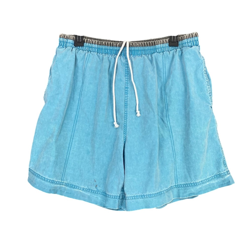 VTG Fast Breakers Shorts L 44524 Blue Pigment Dyed Drawstring Thailand 90s Beach